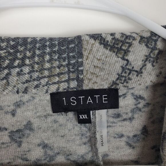 1. STATE Graphite Python Long Sleeve Shirt Top Blouse Wrap Side Slit NWT Plus - Picture 4 of 7